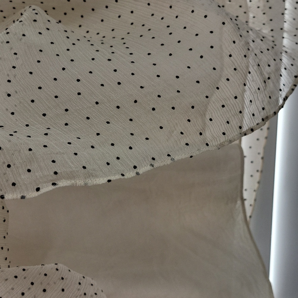 Sundance ‘Gentle Days’ 100% Silk Chiffon Ivory and Black Polka Dot Blouse. XL - Picture 5 of 11